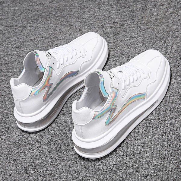 Ανδρικά δερμάτινα sneakers με κορδόνια αεροθάλαμου και γράμματα