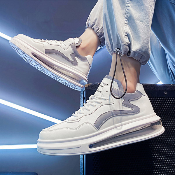 Ανδρικά δερμάτινα sneakers με κορδόνια αεροθάλαμου και γράμματα