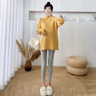 Női alkalmi kerek nyakú kismama pulóver