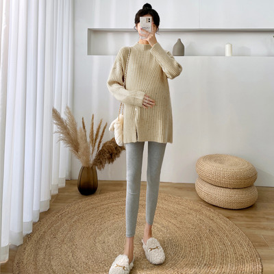 Női alkalmi kerek nyakú kismama pulóver