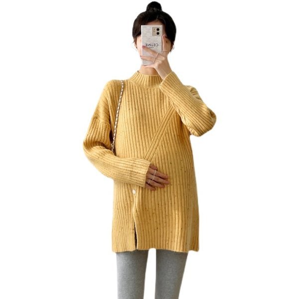 Női alkalmi kerek nyakú kismama pulóver