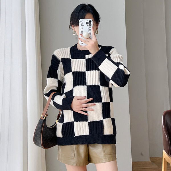 Γυναικείο καρό πουλόβερ εγκυμοσύνης