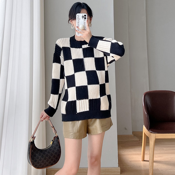 Γυναικείο καρό πουλόβερ εγκυμοσύνης