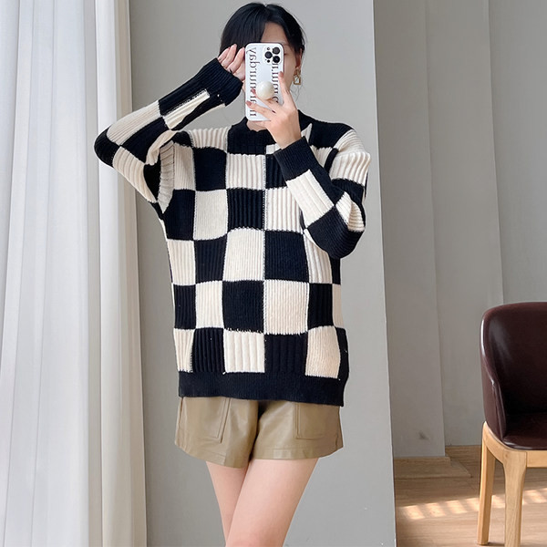 Γυναικείο καρό πουλόβερ εγκυμοσύνης