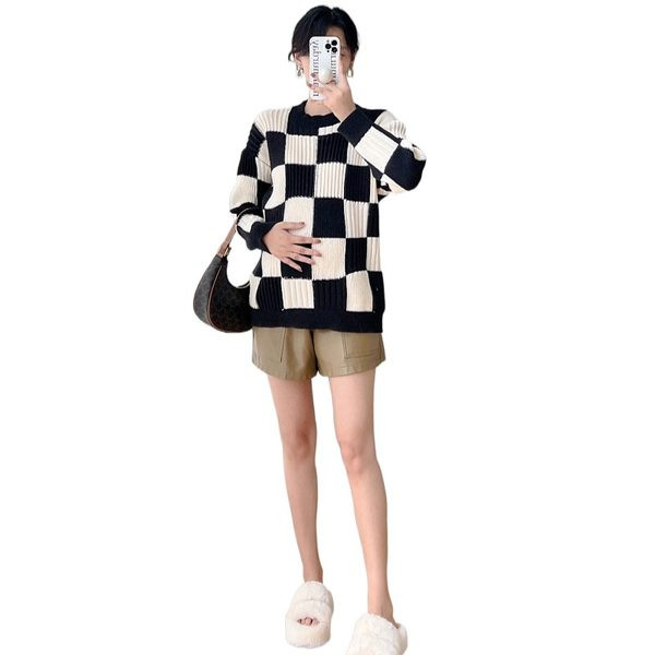 Γυναικείο καρό πουλόβερ εγκυμοσύνης