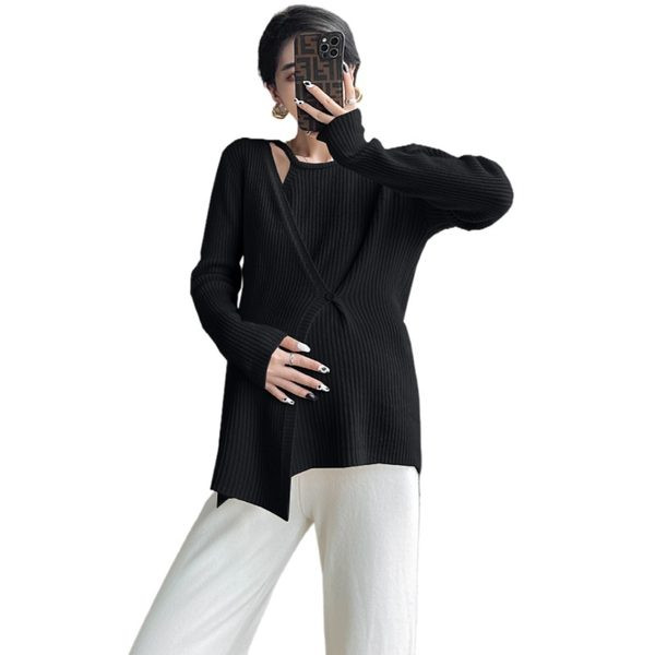 Γυναικείο πουλόβερ με κουμπιά σε δύο χρώματα