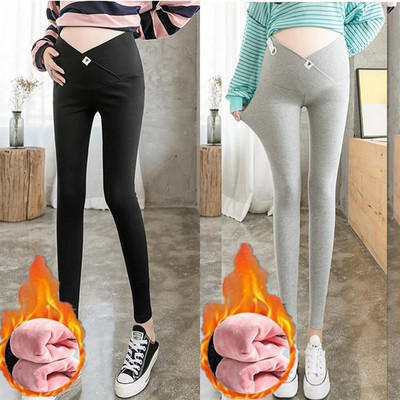 Ψηλόμεσο μονόχρωμο κολάν εγκυμοσύνης φλις