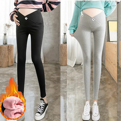 Ψηλόμεσο μονόχρωμο κολάν εγκυμοσύνης φλις