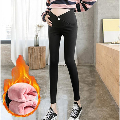 Ψηλόμεσο μονόχρωμο κολάν εγκυμοσύνης φλις