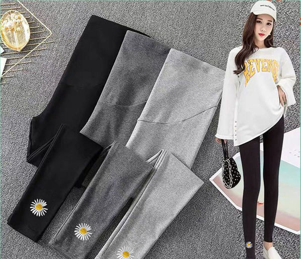 Elastīgie grūtnieču legingi ar apdruku ar augstu vidukli