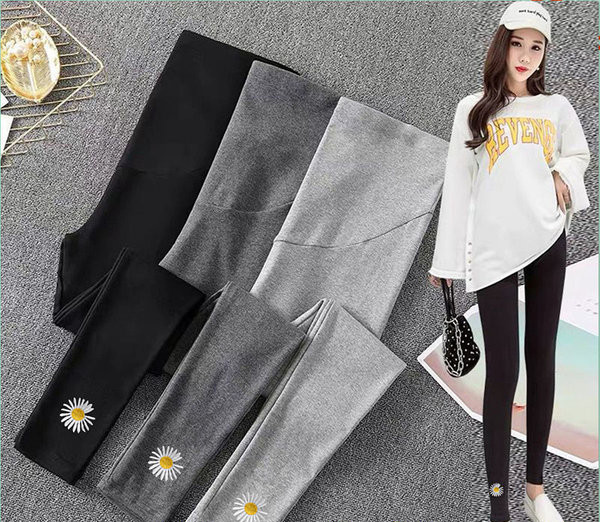 Elastīgie grūtnieču legingi ar apdruku ar augstu vidukli