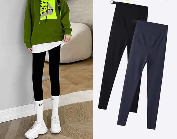 Ikdienas legingi grūtniecēm - melnā un pelēkā krāsā