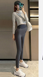 Ikdienas sieviešu legingi grūtniecēm - melnā un pelēkā krāsā