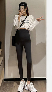 Ikdienas sieviešu legingi grūtniecēm - melnā un pelēkā krāsā