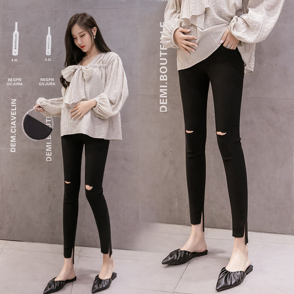 Női leggings kismamáknak szakadt motívummal