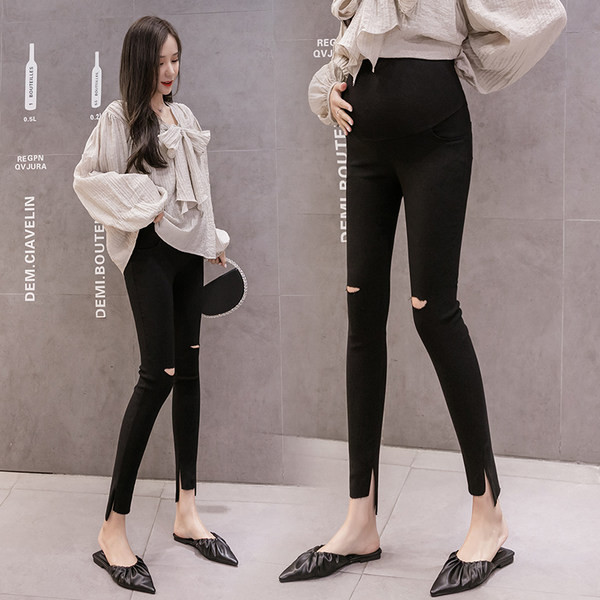 Női leggings kismamáknak szakadt motívummal