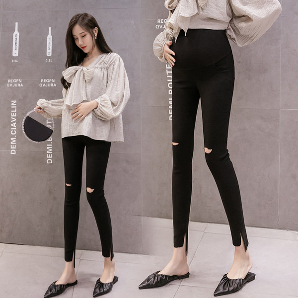 Női leggings kismamáknak szakadt motívummal