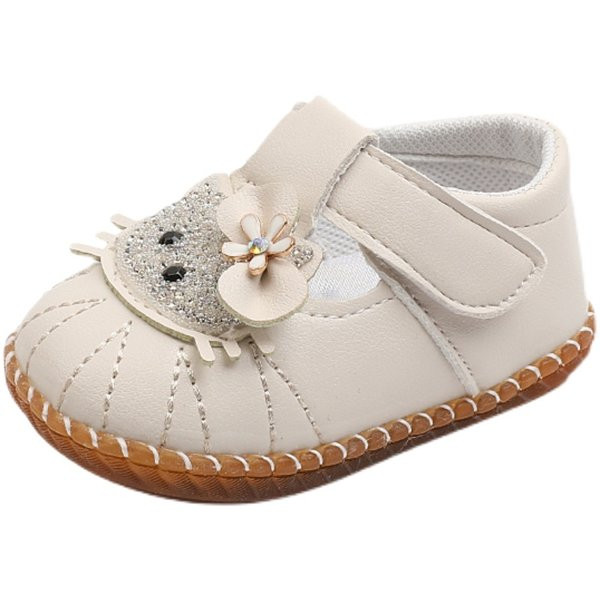 Βρεφικά παπούτσια για κορίτσια με διακοσμητικές πέτρες και μπαλώματα velcro