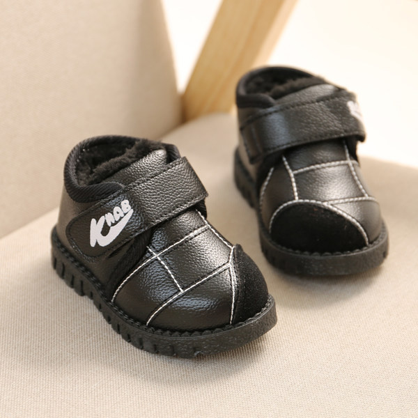 Ikdienas bērnu apavi ar velcro plāksteri - melnā un sarkanā krāsā