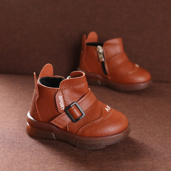 Zīdaiņu apavi no eko ādas ar metāla sprādzi un rāvējslēdzēju