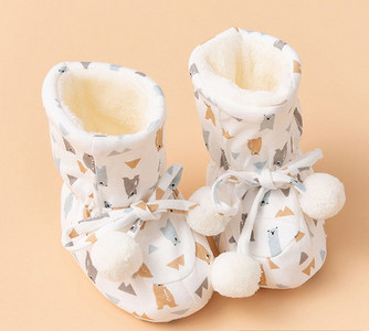 Βρεφικά παπούτσια fleece με κορδόνια casual μοντέλο
