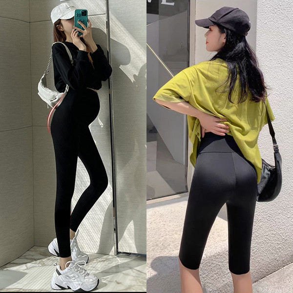 Ikdienas sieviešu maternitātes legingi ar 3/4 augstu vidukli