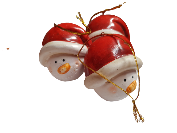 Комплект играчки за елха, Снежен човек, 3 броя, Керамика, 5 см