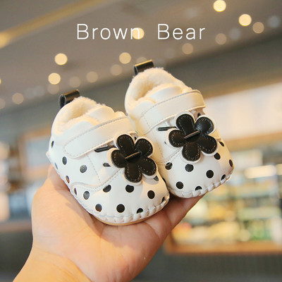 Mūsdienīgi mazuļu apavi ar 3D ziedu elementu un dūnu oderi