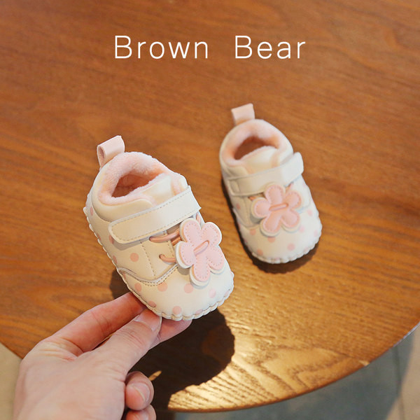 Mūsdienīgi mazuļu apavi ar 3D ziedu elementu un dūnu oderi