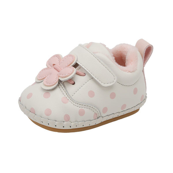 Mūsdienīgi mazuļu apavi ar 3D ziedu elementu un dūnu oderi