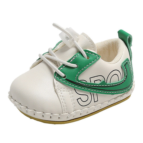 Zīdaiņu apavi no eko ādas ar uzrakstiem un šņorēm