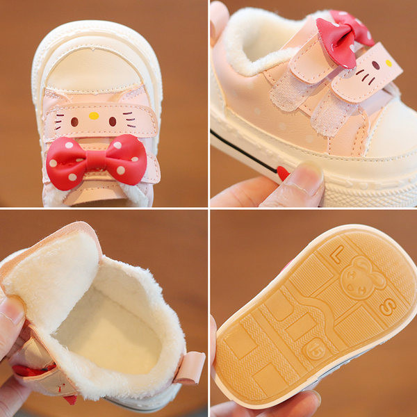 Βρεφικά χειμερινά παπούτσια για κορίτσια με κορδέλα και κούμπωμα velcro