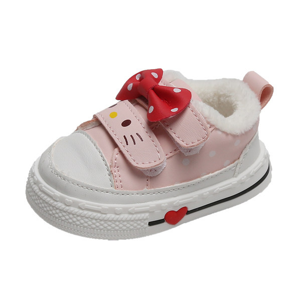 Βρεφικά χειμερινά παπούτσια για κορίτσια με κορδέλα και κούμπωμα velcro