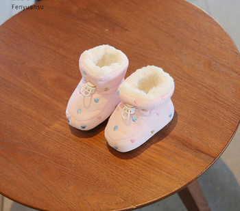 Бебешки поларни обувки с принт ежедневен модел
