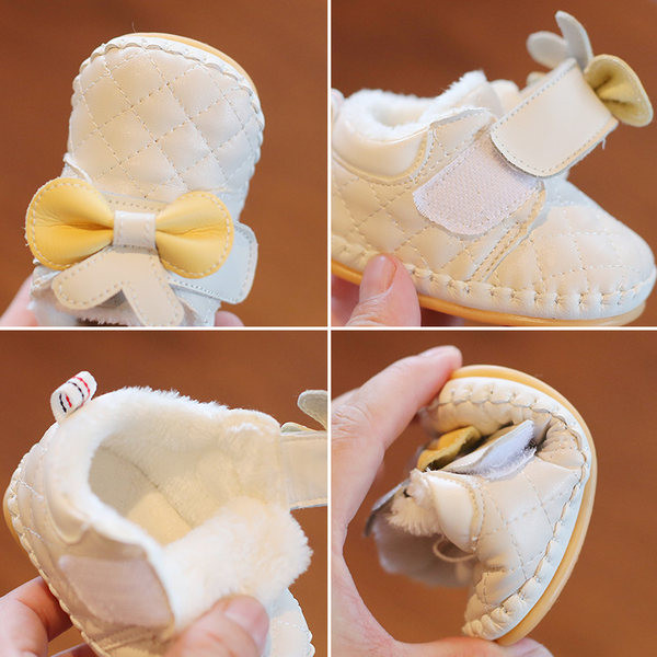 Χειμερινά παιδικά παπούτσια από οικολογικό δέρμα με μπαλώματα velcro και κορδέλα