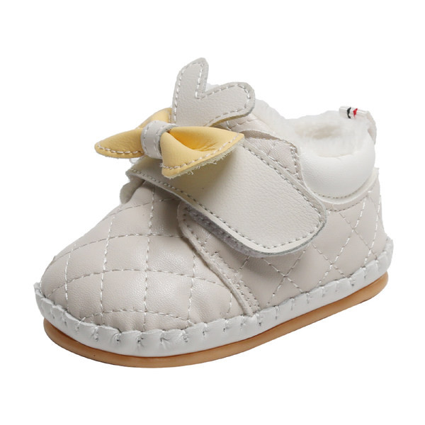 Χειμερινά παιδικά παπούτσια από οικολογικό δέρμα με μπαλώματα velcro και κορδέλα