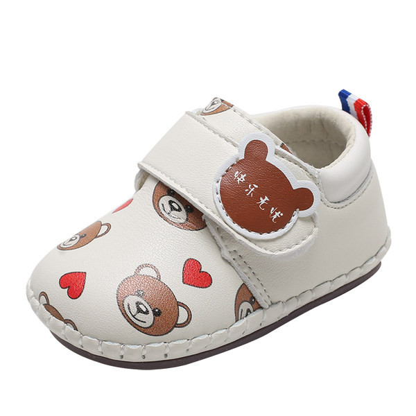Βρεφικά παπούτσια με στάμπα αρκούδας και κούμπωμα με velcro