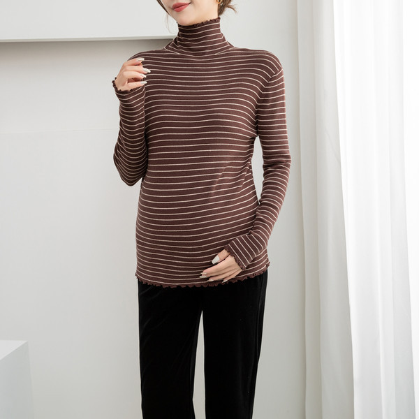 Γυναικείο πουλόβερ εγκυμοσύνης με ριγέ πόλο