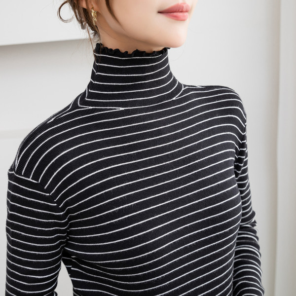 Γυναικείο πουλόβερ εγκυμοσύνης με ριγέ πόλο