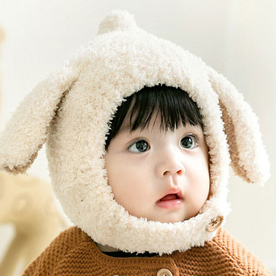 Kūdikių pliušinė kepurė su ausytėmis