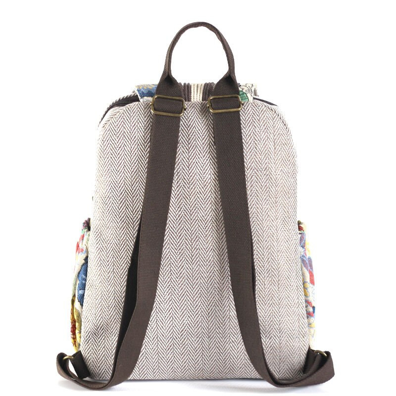 Augstas kvalitātes sieviešu trikotāžas vintage mugursoma Ķīniešu etniskās mugursomas Bohēmijas mugursoma Skolas soma sievietēm dubultā plecu soma