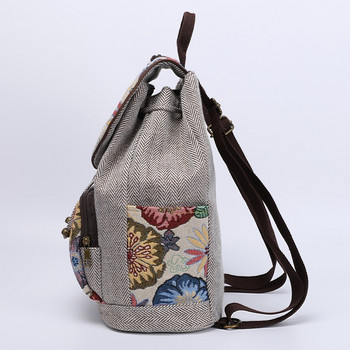Γυναικείο σακίδιο πλάτης καμβά Γυναικεία ρετρό Bohemian Boho Τσάντα Γυναικεία τσάντα διπλών ώμων Ethnic σχολική τσάντα ταξιδιού για κορίτσια Τσάντες πλάτης