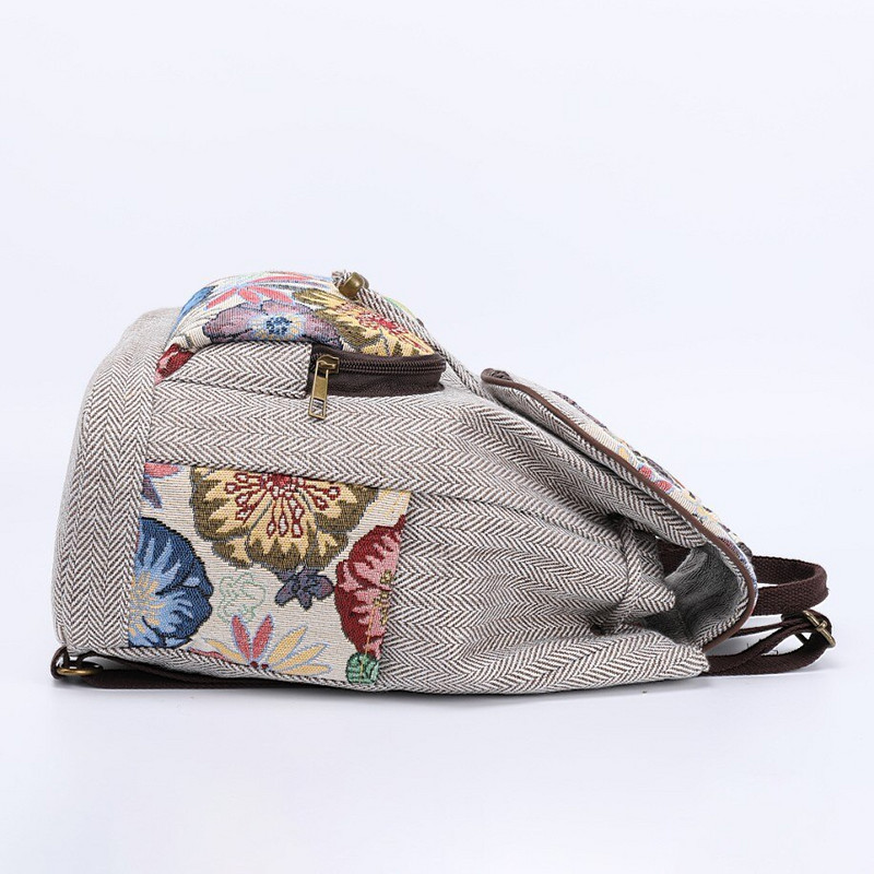 Sieviešu audekla mugursoma Sieviešu retro bohēmiska boho soma sievietēm dubultā plecu soma Etniskā skolas ceļojumu soma meitenēm mugursomas somas