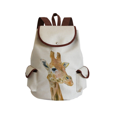 Akvareļu dzīvnieku žirafes apdruka sieviešu mugursoma Pārnēsājamas mugursomas sievietēm Universitātes liela ietilpība ikdienas ceļojumu mugursoma