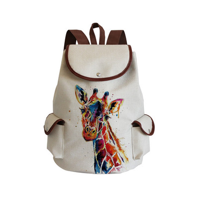 Akvareļu dzīvnieku žirafes apdruka sieviešu mugursoma Pārnēsājamas mugursomas sievietēm Universitātes liela ietilpība ikdienas ceļojumu mugursoma