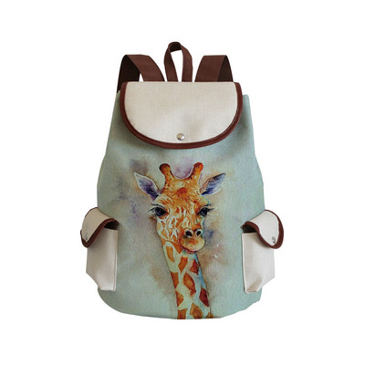 Akvareļu dzīvnieku žirafes apdruka sieviešu mugursoma Pārnēsājamas mugursomas sievietēm Universitātes liela ietilpība ikdienas ceļojumu mugursoma