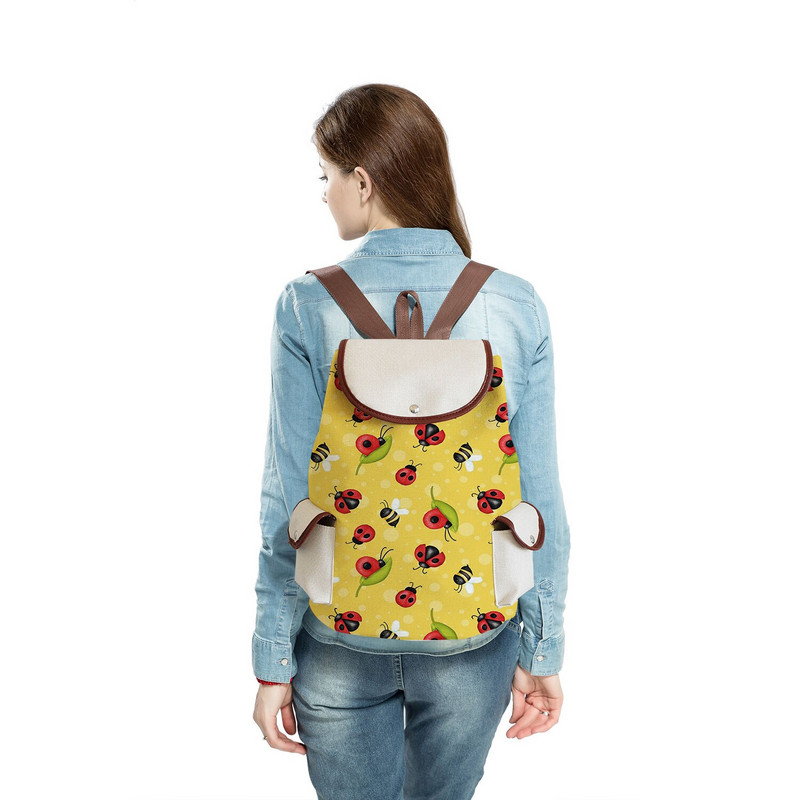 „Bee Ladybug Print“ kuprinės studentams Didelės talpos raištelių krepšiai Nešiojami miela animacinių filmų gyvūnų kuprinė „Dropshipping“
