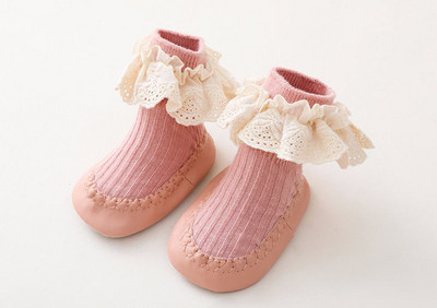 Meiteņu zeķu kurpes ar mežģīnēm