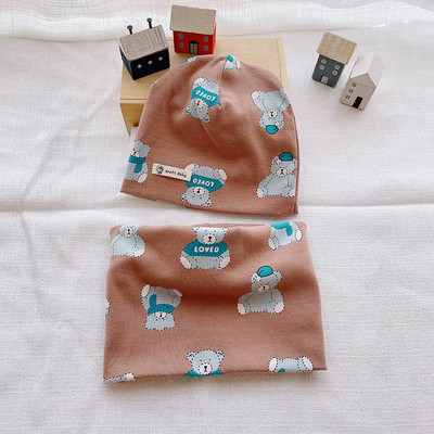 Baba kétrészes sapka és előke szett nyomtatással