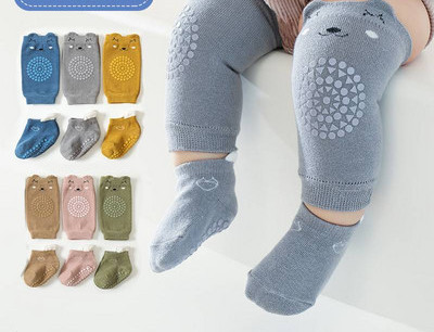 Бебешки комплект неплъзгащи се чорапи и наколенки
